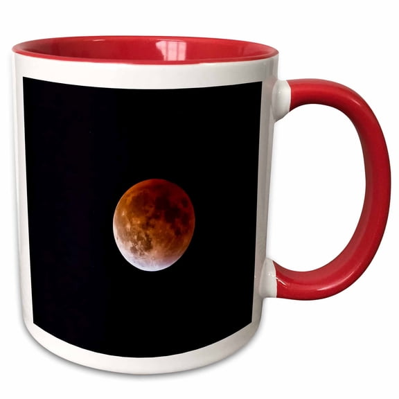 3drose, Usa, Tippecanoe County, Lafayette, Indiana. Full Super Moon, 11oz Two-tone Red Mug
