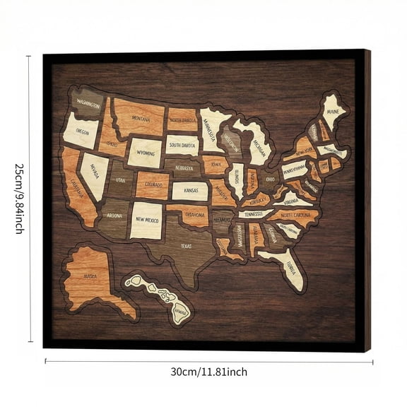 Usa Travel Map Wooden Jigsaw Puzzle Custom Engraved United States Geography Challenge for Family Bonding Unique Travel Souvenir and Decorative Desktop Shelf Display Piece