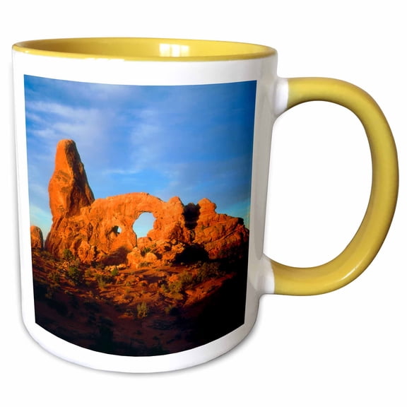 3drose, Usa, Utah, Arches National Park. Arches at Sunset., 11oz Two-tone Yellow Mug