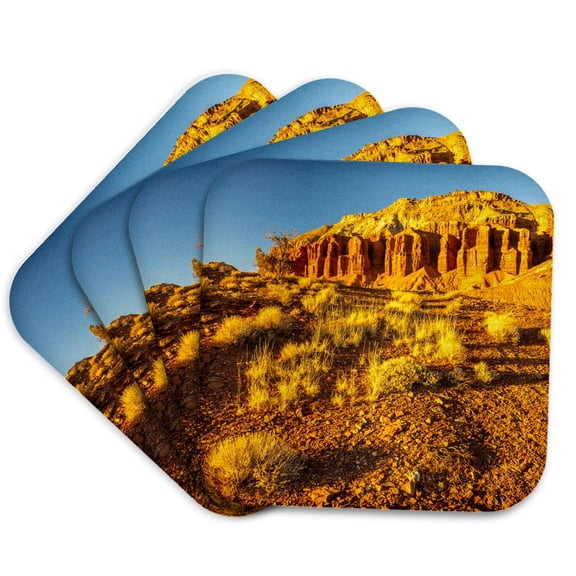 3drose, Usa, Utah, Capitol Reef National Park. Rock Formations in Cliff., Set of 4 Coasters - Soft