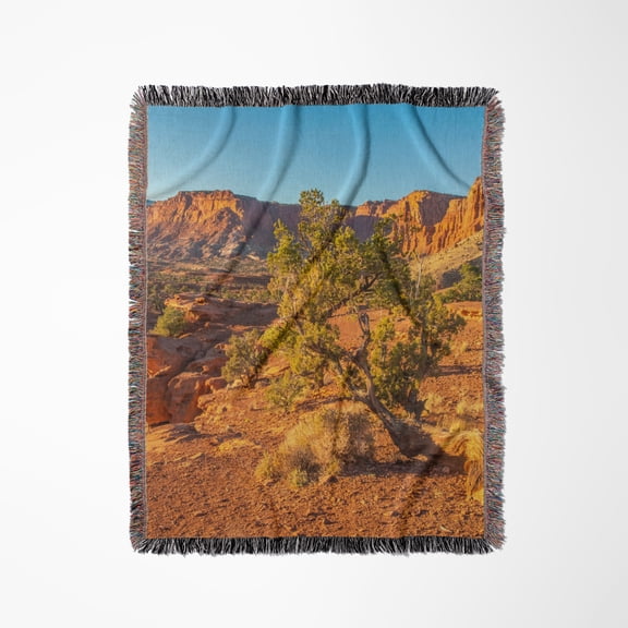 Usa, Utah, Capitol Reef National Park. Rock Formations. Mountains 3, Woven Blanket