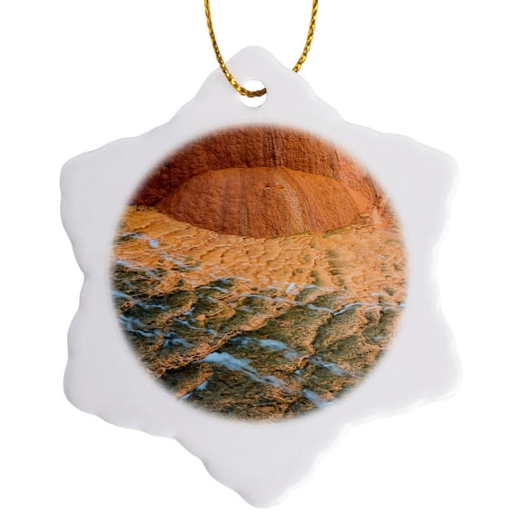 3drose, Usa, Utah. Designs Made by Travertine Deposits at Crystal Geyser., 3 inch Snowflake Porcelain Ornament