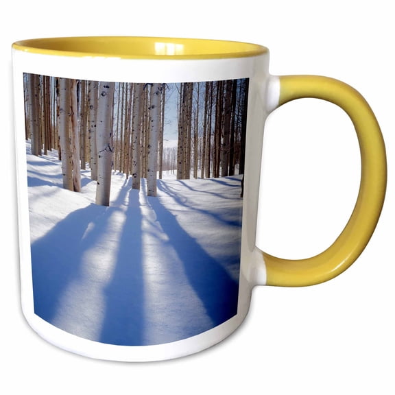 3drose, Usa, Utah, Dixie National Forest, Aspens in Winter, 11oz Two-tone Yellow Mug