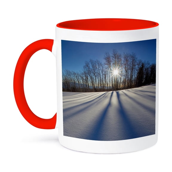 3dRose, USA, Utah, Dixie NF, Boulder Mountain, Aspen at sunrise, 11oz Two-Tone Red Mug