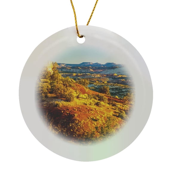 3drose, Usa, Utah, Grand Staircase Escalante Monument. Sunrise on Valley 2, Circle Porcelain Ornament