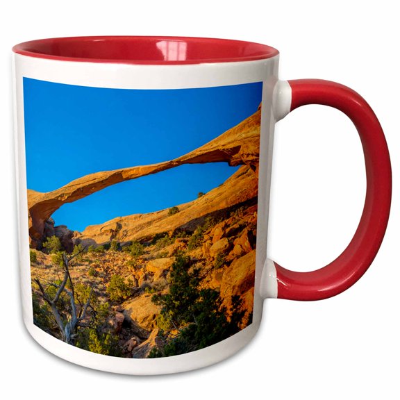 3drose, Usa, Utah. Landscape Arch Near the Devils Garden in Arches Np., 11oz Two-tone Red Mug