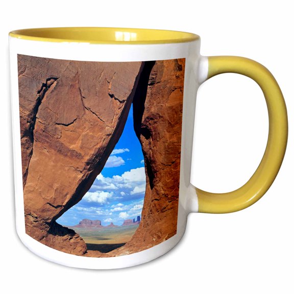 3drose, Usa, Utah, Monument Valley, Sandstone Rock Window - Us45 Rer0034 - Ric Ergenbright, 11oz Two-tone Yellow Mug
