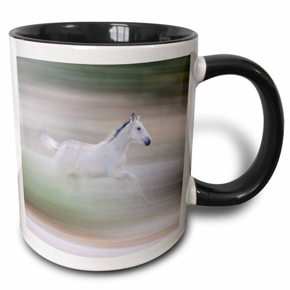 3drose, Usa, Utah, Tooele County. Blur of Wild Horse Colt Galloping, 11oz Two-tone Black Mug
