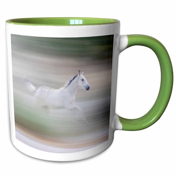 3drose, Usa, Utah, Tooele County. Blur of Wild Horse Colt Galloping, 11oz Two-tone Green Mug