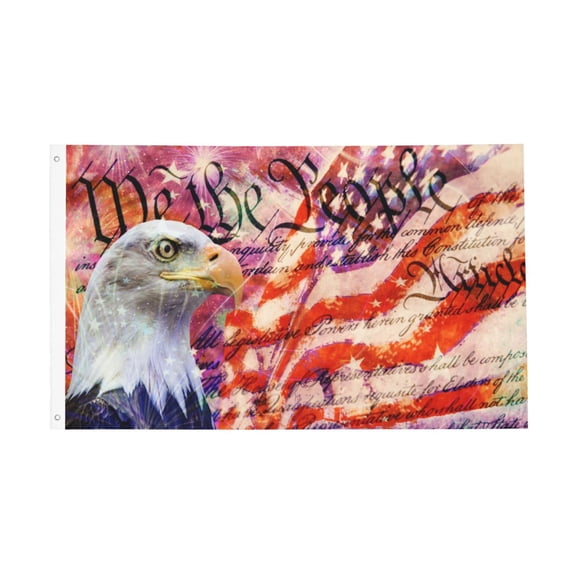 Usa Vintage American Flag Bald Eagle 4th Of July Memorial Independence Day Flag 3x5 Ft Outdoor Indoor With Grommet Garden Yard Banner Decorative Sign