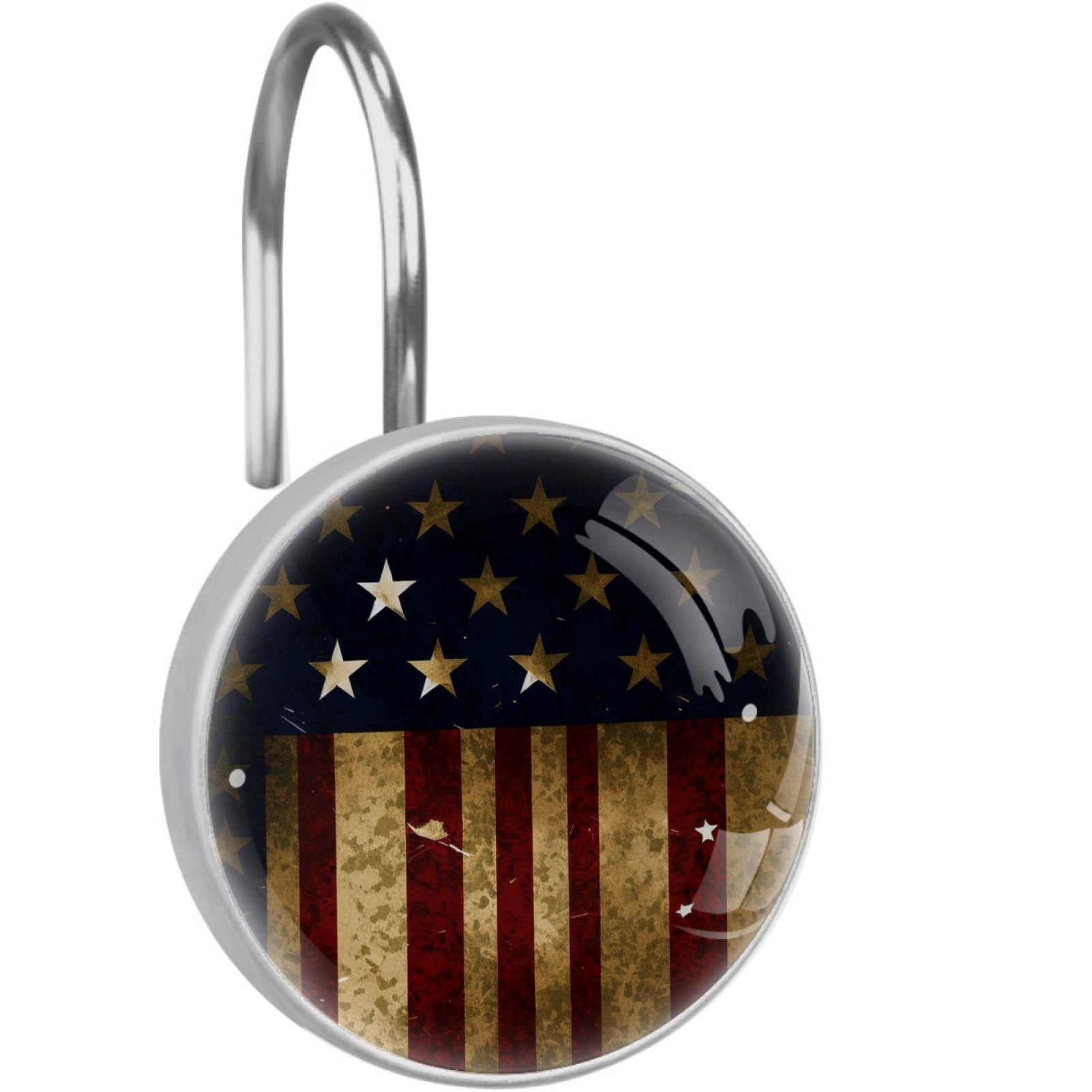 Usa Vintage Flag Shower Curtain Hooks Rings, Set of 12 Rust Proof Rod ...