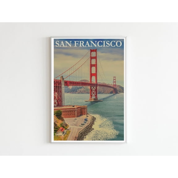 Usa Visit San Francisco Vintage Style Travel Travel Landscape Wall Art Scenic Destination Wall Decor Vintage Style Home Office Gallery Decor Unframed Paper Print
