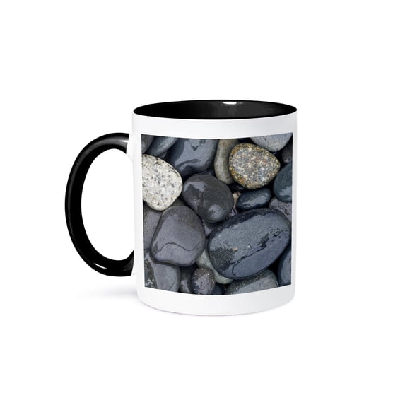 3drose, Usa, Wa, Olympic Np, Rialto Beach, Cobbles on Beach - Us48 Rti0242 - Rob Tilley, 11oz Two-tone Black Mug