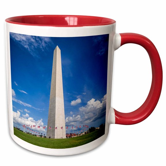 3drose, Usa, Washington D.c. National Mall, Washington Monument, 11oz Two-tone Red Mug