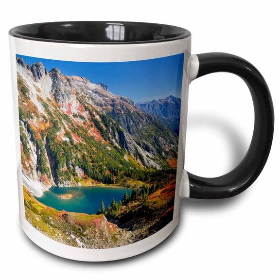 3drose, Usa, Washington. Doubtful Lake and the Stehekin Valley from Sahale Arm, 11oz Two-tone Black Mug
