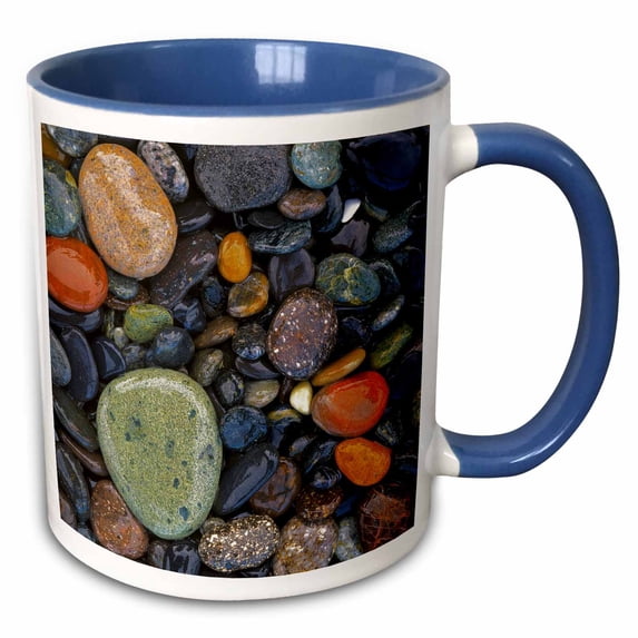 3drose, Usa, Washington, Lopez Island, Agate Beach County, Stones, 11oz Two-tone Blue Mug