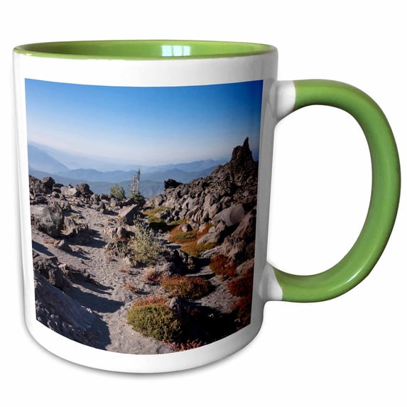 3drose, Usa, Washington, Mt Saint Helens Monitor Ridge Trail - Us48 Mfr0069 - Mfr, 11oz Two-tone Green Mug