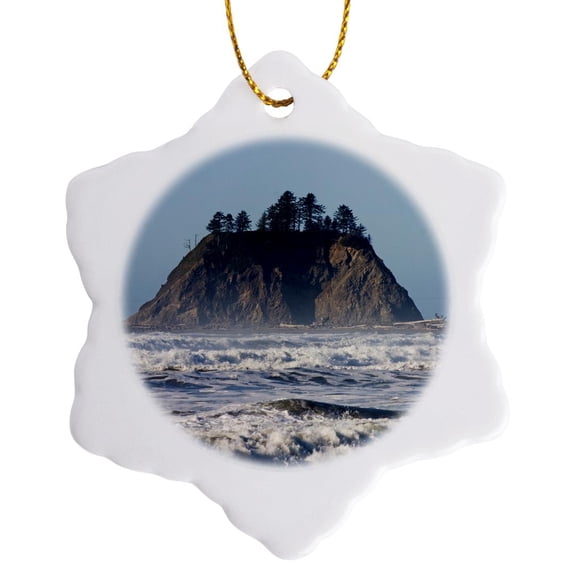 3drose, Usa Washington, Olympic National Park, Cape Alava. Sea Stacks., 3 inch Snowflake Porcelain Ornament