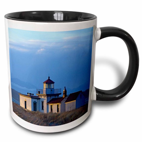 3drose, Usa, Washington, Seattle, Puget Sound. Historic Lighthouse., 11oz Two-tone Black Mug