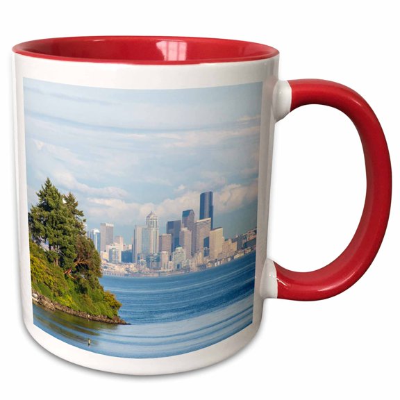 3drose, Usa, Washington, Seattle. Wing Point on Bainbridge Island from Ferry., 11oz Two-tone Red Mug
