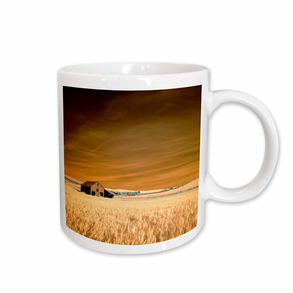 3drose, Usa, Washington State, Palouse. Old Barn in the Middle of Wheat Field, 15oz Mug