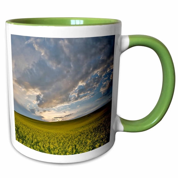 3drose, Usa, Washington State, Palouse. Springtime Landscape. Canola Fields, 11oz Two-tone Green Mug