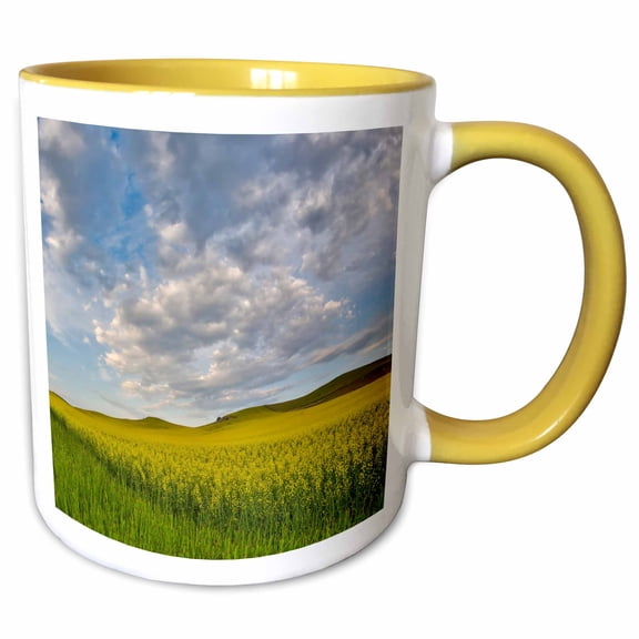 3drose, Usa, Washington State, Palouse. Springtime Landscape. Canola Fields., 11oz Two-tone Yellow Mug