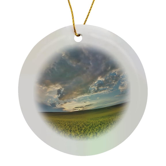 3drose, Usa, Washington State, Palouse. Springtime Landscape. Canola Fields, Circle Porcelain Ornament
