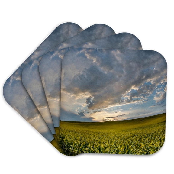 3drose, Usa, Washington State, Palouse. Springtime Landscape. Canola Fields, Set of 4 Coasters - Soft