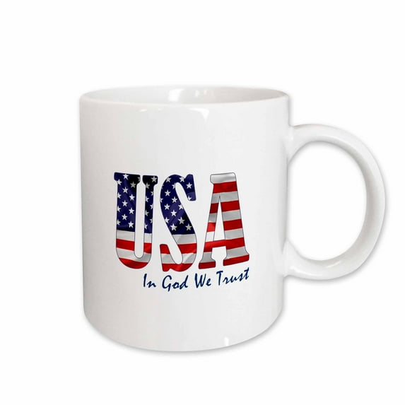 3drose, Usa Word, the American Flag. in God We Trust. Patriotic 4th of July, 11oz Mug
