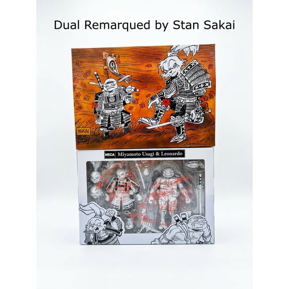 DUAL REMARQUED Usagi Yojimbo x TMNT Teenage Mutant Ninja Turtle Leonardo 7" Scale Action Figures Collector Set – Autumn Edition