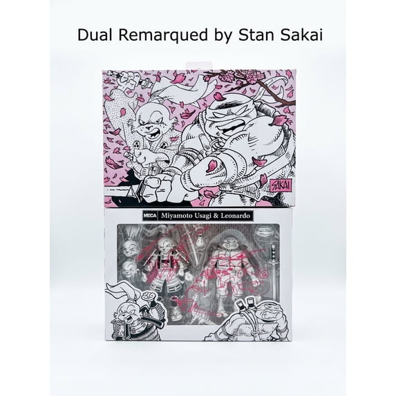 DUAL REMARQUED Usagi Yojimbo x TMNT Teenage Mutant Ninja Turtle Leonardo 7" Scale Action Figures Collector Set – Spring Edition