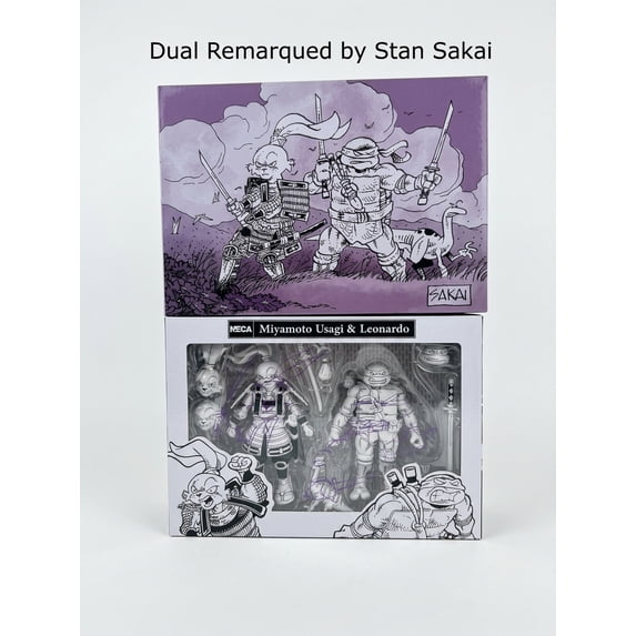 DUAL REMARQUED Usagi Yojimbo x TMNT Teenage Mutant Ninja Turtle Leonardo 7" Scale Action Figures Collector Set – Summer Edition