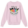 thumbnail image 1 of Usagyuun Smile Crew Neck Long Sleeve Cradle Pink Adult Sweatshirt-Large, 1 of 2
