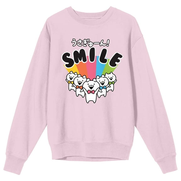 Usagyuun Smile Crew Neck Long Sleeve Cradle Pink Adult Sweatshirt-Medium