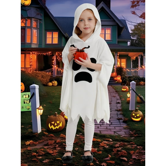 Usaibhir 1-6Y Toddler Boys Girls Halloween Outfits Kids 2Pcs Ghost Hooded Cloak Top   Pants Set Holiday Party Dress Up Halloween Costume