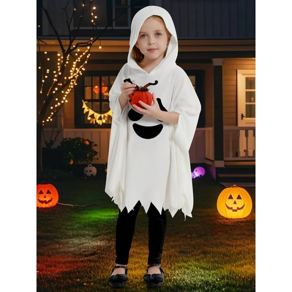 Usaibhir 1-6Y Toddler Boys Girls Halloween Outfits Kids 2Pcs Ghost Hooded Cloak Top   Pants Set Holiday Party Dress Up Halloween Costume