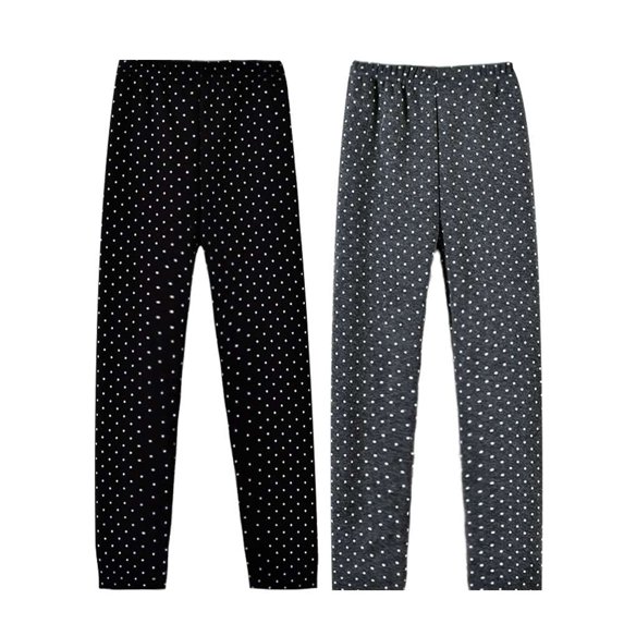 Usaibhir 2 Pack Girls Cotton Fleece Lined Leggings Kids Thick Thermal Tights Winter Full Length Pants Warm Clothes 2-13T