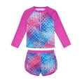 thumbnail image 1 of Usaibhir 3-10T Girls Summer Rash Guards Swimsuit Bathing Suit Long Sleeve Swim Shirts and Swim Shorts Set, 1 of 8