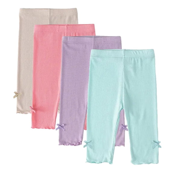Usaibhir 4-Pack Girls' Capris Leggings Summer Thin Modal Cotton Kids 3/4 Tights 2-10 Years
