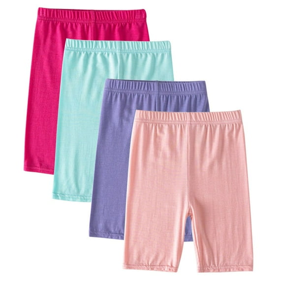 Usaibhir 4 Pack Girls Leggings Basic Kids Thin Solid Athletic Yoga Capri Sport Dance Casual Leggings 3-14Y