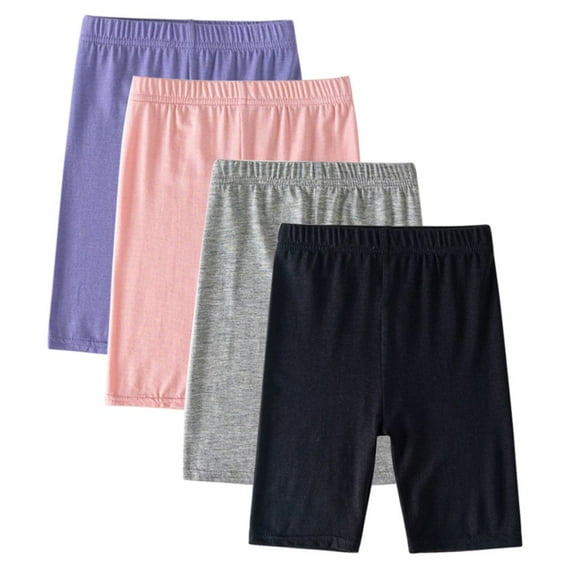 Usaibhir 4 Pack Girls Leggings Basic Kids Thin Solid Athletic Yoga Capri Sport Dance Casual Leggings 3-14Y