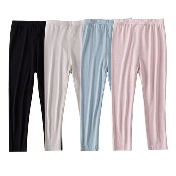 Usaibhir 4 Pack Girls Leggings Full Length Kids Teens Pants Toddler Footless Athletic Legging 3-14 Years
