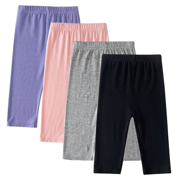 Usaibhir 4 Pack Toddlers Girls Capri Leggings Pants Basic Sports Dance Kids Cropped Summer Leggings 3-14Y