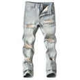 thumbnail image 1 of Usaibhir 5-13T Boys and Teen Zipper Skinny Fit Ripped Jeans Pants Kids Outdoor Destroyed Distressed Stretch Washed Denim Jeans Pants, 1 of 3