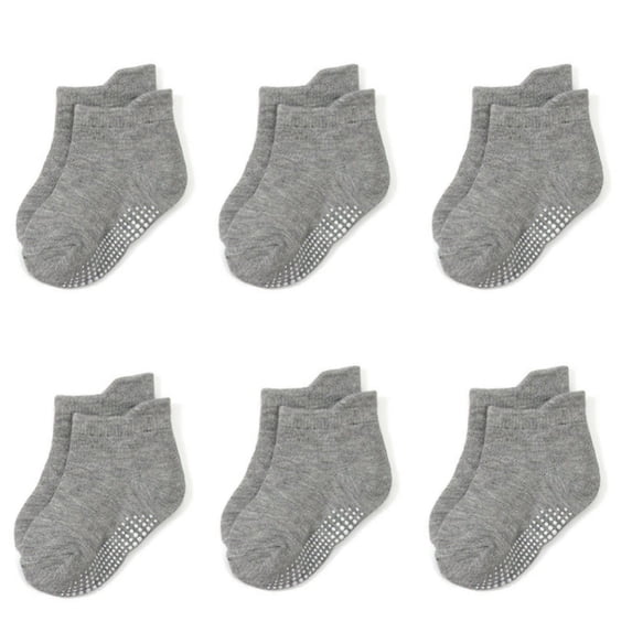 Usaibhir 6 Pack Non Slip Kids Toddler Baby Socks with Grips 0-7 Years Boys Girls Cotton Ankle Socks Multi Colors