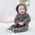 thumbnail image 1 of Usaibhir Baby Button Plush Jumpsuit Newborn Footed Romper Fleece Long Sleeve Footies Infant Fall Winter Outfits 0-12 Months, 1 of 11