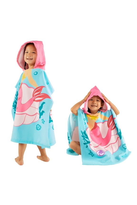 Baby Girl Boy Hooded Beach Towel Swim Cover Up Bath Towels Cartoon Dinosaur Shark Fox Mermaid Print Bath Towel Wrap