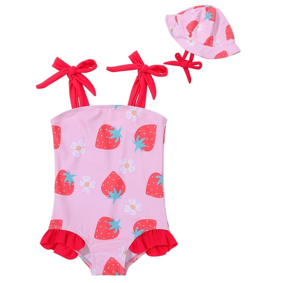 Usaibhir Baby Girls Swimsuit Toddler Ruffled Bikini One-Piece Swimwear Baby Girl Bathing Suits Kids Swimming Bathing Beachwear 12M-4Y