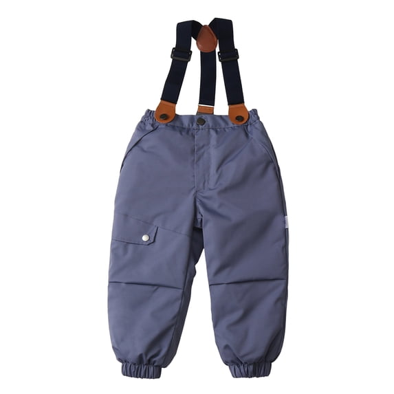 Usaibhir Baby Toddler Boys Girls Elastic Windproof Down Pants Lightweight Warm Snow Suspender Pants 2-6T